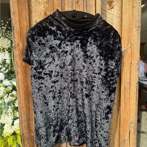 a new day Black Velvet Short Sleeve Top